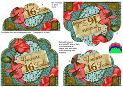 Coral Teal 16 Today Ornate Scalloped Bottom Stacker