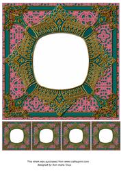 Teal Pink 8in Renaissance Style Blank Frame with Minis