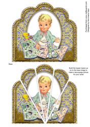 Baby Boy Blue Ornate Scallop Deco Stacker