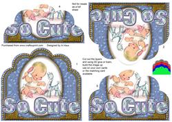 So Cute New Baby Boy Ornate Scalloped Bottom Stacker