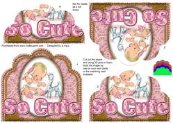 So Cute Baby Girl Pink Ornate Scalloped Bottom Stacker
