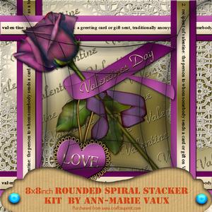 Purple Valentine Rose 8in Rounded Edge Spiral Stacker Kit