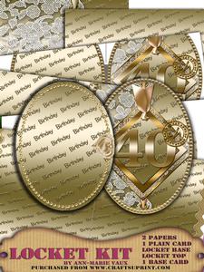 Gold 40th Birthday A5 Locket Kit