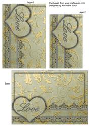 Silver Green Lace Love 7x5in One Corner Stacker