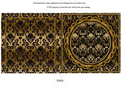 Black Gold Square Fold Round Scallop Card