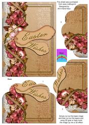 Easter Wishes Peach Roses Scallop Bottom 7x5inch Stacker