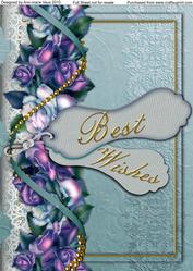 Best Wishes Blue Roses A4 Picture Sheet