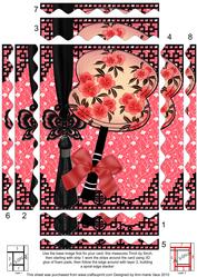 Black Blossom Fan 7x5in Spiral Wavy Edge Stacker