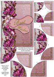 Best Wishes Pink Roses 7x5inch All 4 Corner Stacker