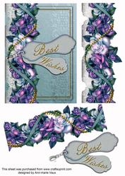 Best Wishes Blue Roses Decoupage Step by Step