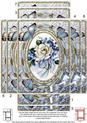 White Roses Butterfly 7x5in Spiral Edge Stacker