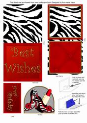 Zebra Print Shoes Birthday Mini 3D Pop-up Card