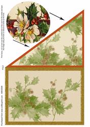 Christmas Holly and Roses Corner Card