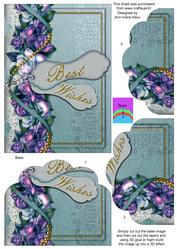 Best Wishes Blue Floral Scallop Bottom 7x5inch Stacker