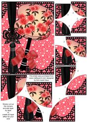 Black Blossom Fan 7x5in 4 Corner Stacker