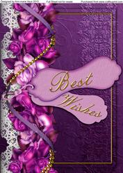 Best Wishes Purple Roses A4 Picture Sheet