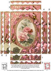 Pink Roses Butterfly 7x5in Spiral Wavy Edge Stacker