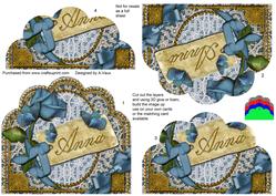 Anna Blue Butterfly Rose Scallop Bottom Stacker