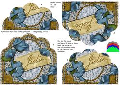 Julie Blue Butterfly Rose Scallop Bottom Stacker