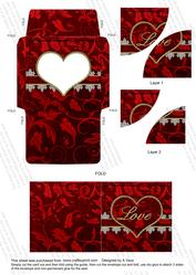 Red Lace Love Mini Card Envelope Duo Corner Stacker Aio