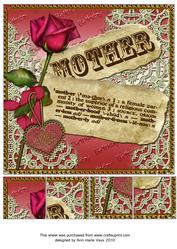Mother Pink Rose Birthday 8in Picture Sheet