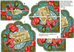 Teal Coral Rose You Are 90 Ornate Scalloped Side Stacker