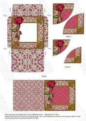 Deep Pink Rose Lace Card Envelope Duo Corner Stacker Aio