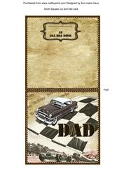 Birthday Dad Vintage Cars Portrait Fold Card
