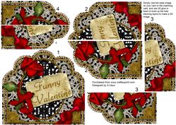 Funny Valentine Black Red Rose Ornate Scalloped Side Stacker