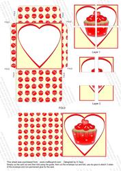 Valentine Cupcake Mini Card Envelope 4 Corner Stacker Aio