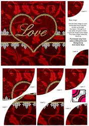 Red Lace Love 6inch Duo Corner Stacker Card Front