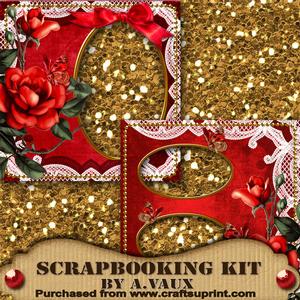 Red Tea Rose Quick 2 Page Scrapbooking Kit