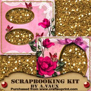 Pink Tea Rose Double Page Scrapbook Spread Quick Pages Kit