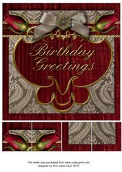 Double Plum Roses Birthday 8in Picture Topper