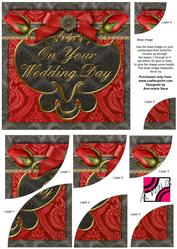 Double Rose Black Red Rose Wedding 6in Duo Corner Stacker