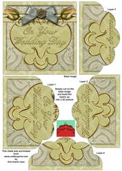 Cream Double Rose Wedding Day 5in Scallop Bottom Stacker