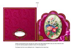 Pink Cornflowers Ornate Scalloped Folded Card