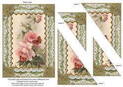 Butterfly Pink Roses 7x5inch Triangle Duo Corner Stacker