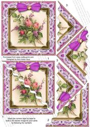 Lace Puprple Rose Bouquet Scallop Triangle Corner Stacker
