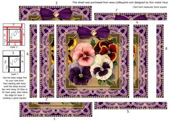 Lace Purple Pansies Spiral Edge Stacker Card Front