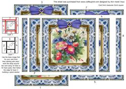 Lace Blue Cornflowers Spiral Edge Stacker Card Front