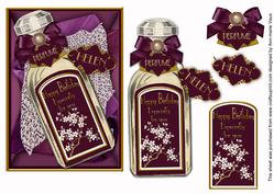 Vintage Purple Birthday Perfume Decoupage for Helen