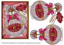 Ornate Rose Water Perfume Box Birthday Decoupage Sheet