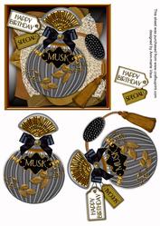 Black Musk Perfume Bottle Birthday Square Decoupage Sheet