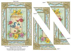 Lovebirds Blue 7x5in Duo Triange Stacker