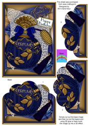 Blue Sapphire Perfume Birthday Scallop Bottom 7x5in Stacker