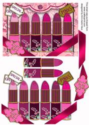 Pink Lipstick Make Up Set Decoupage Step-by-step
