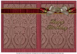 Double Rose Plum Birthday A5 Card Insert