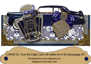 Mens Blue Aftershave Large Dl Ote with Decoupage Card Kit