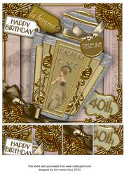 Art Deco Parfum De Soir 40th Birthday 8in Picture Topper